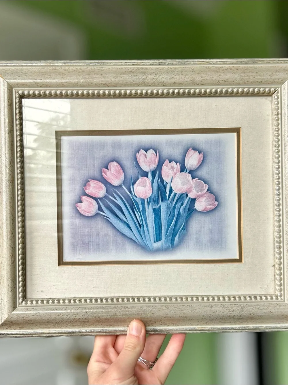 Vintage Rustic Pink Tulips Framed Art Print Wall Decor